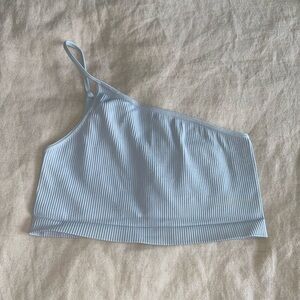 Light blue one shoulder tank